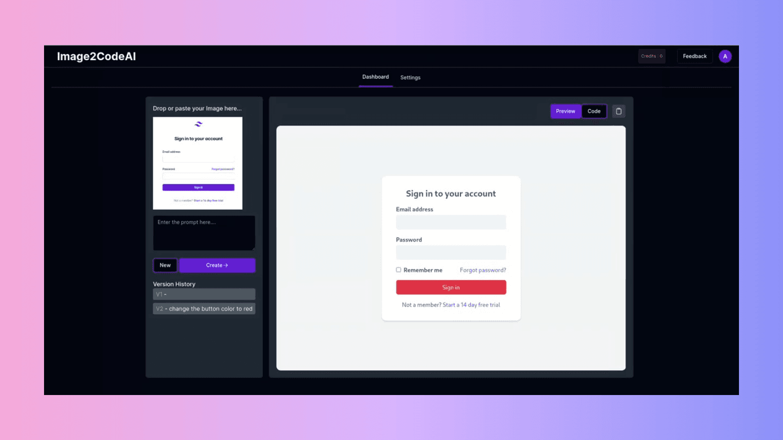 Convert image to code using ai image to html css converter